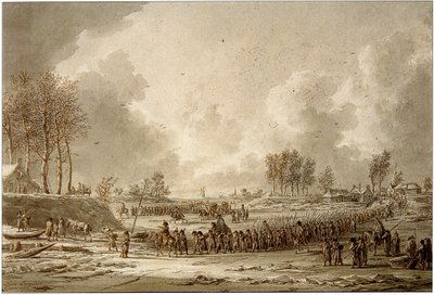 The French Army Crosses the Frozen Waal, 1795 by J.A. Langendijk